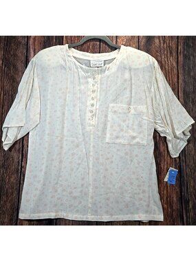 Sakura Vtg Rayon Blouse Crinkle Flowing Business Secretary USA Made Women's 6